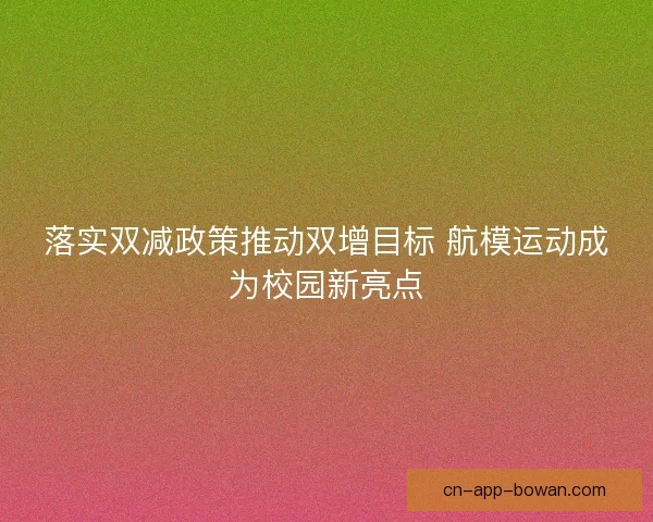 落实双减政策推动双增目标 航模运动成为校园新亮点