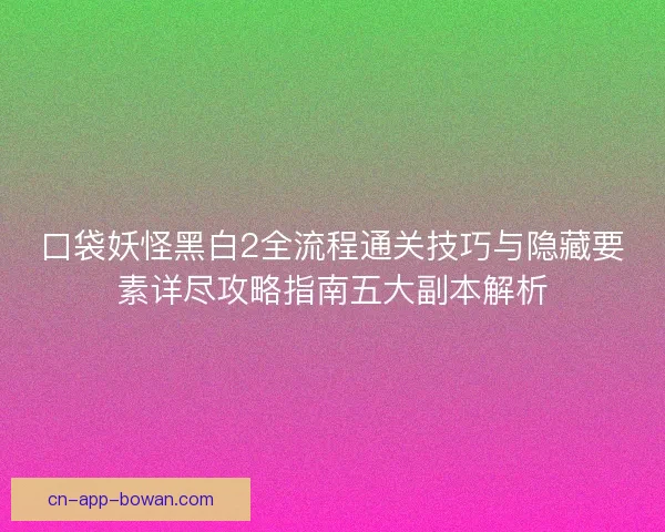 口袋妖怪黑白2全流程通关技巧与隐藏要素详尽攻略指南五大副本解析 口袋妖怪黑白2全流程通关技巧与隐藏要素详尽攻略指南五大副本解析